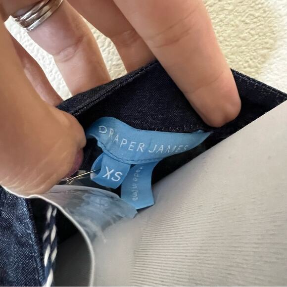 Draper James the waist jumpsuit in chambray dark wash NEW XS - Picture 10 of 12